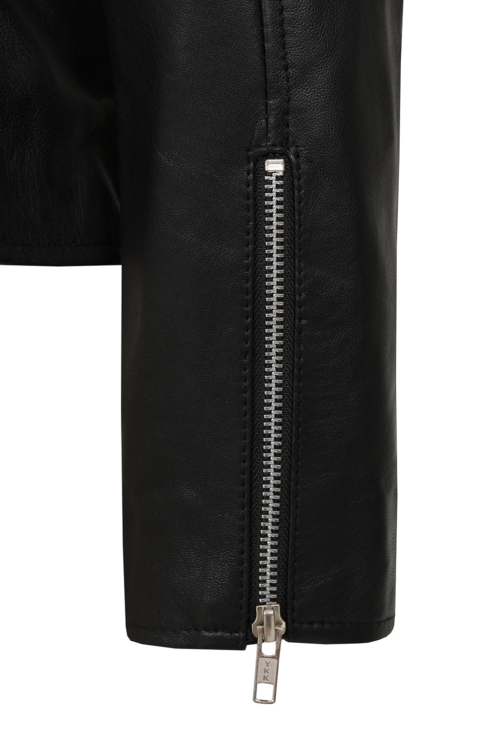 Women's Soft Black Leather Biker Jacket - Emma YKK Zip