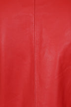 DEBORAH NC Classic Red Nappa Leather Jacket No Collar Women's