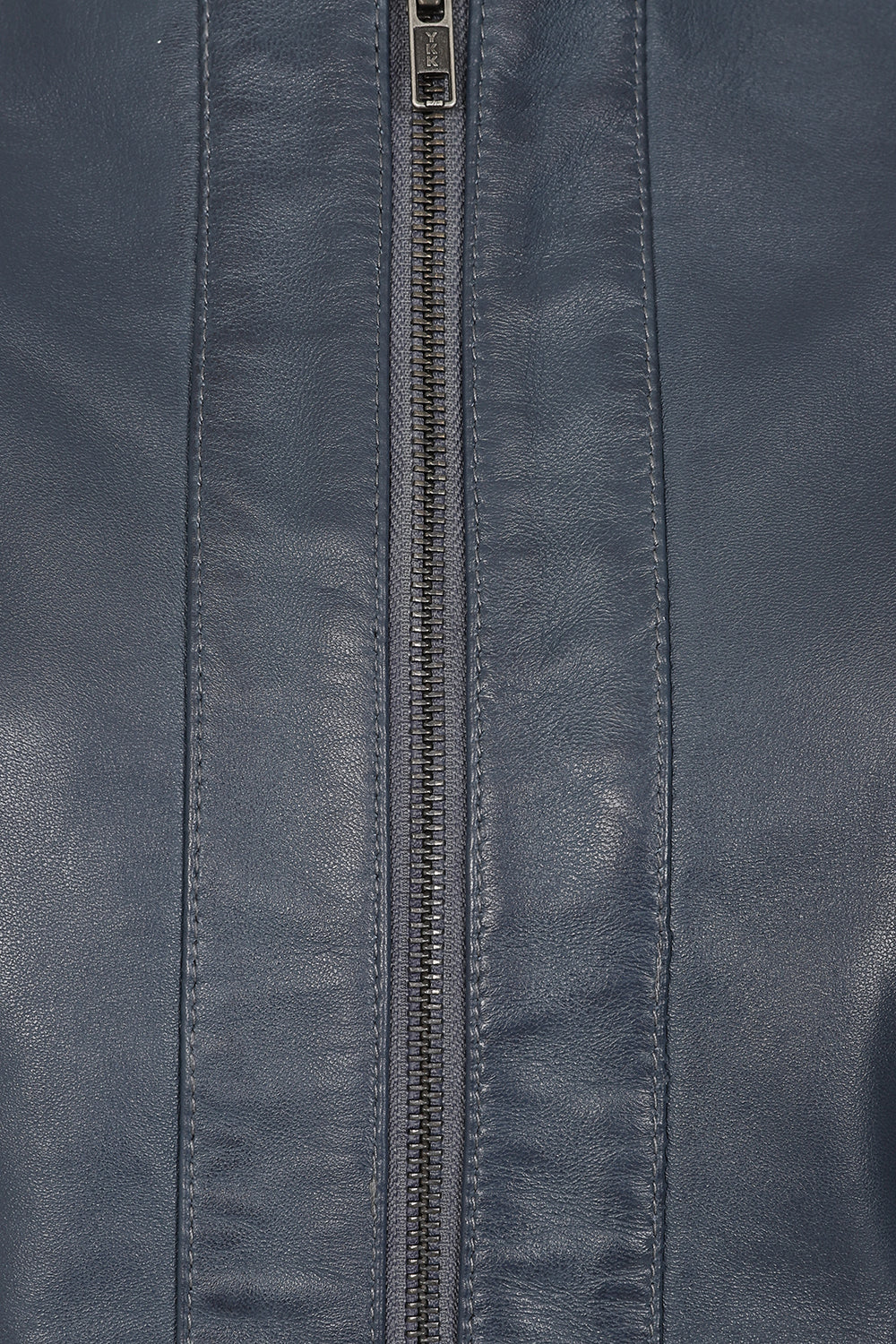 DEBORAH NC Classic Navy Blue Nappa Leather Jacket Women No Collar