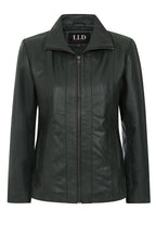 Women’s Real Napa Leather Biker Jacket – Debbie (Green, Plus Sizes)