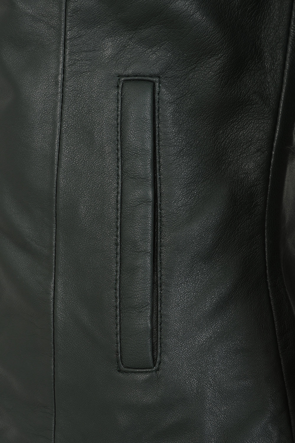 Women’s Real Napa Leather Biker Jacket – Debbie (Green, Plus Sizes)