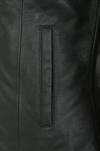 Women’s Real Napa Leather Biker Jacket – Debbie (Green, Plus Sizes)