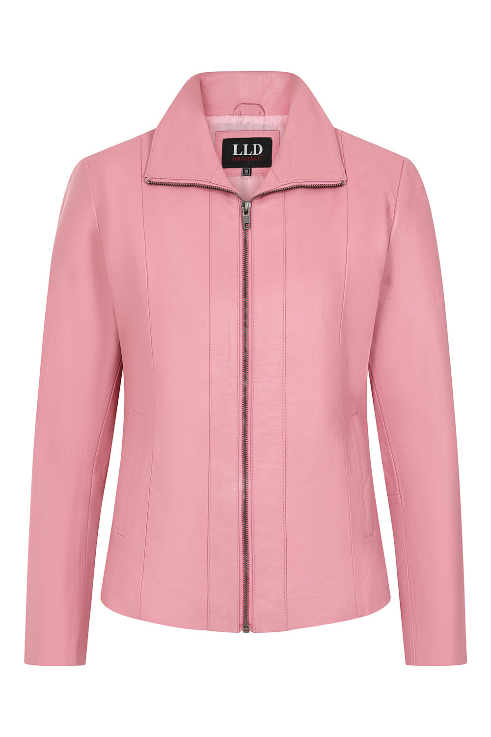 Women's Soft Pink Nappa Leather Jacket - Classic Fitted Design