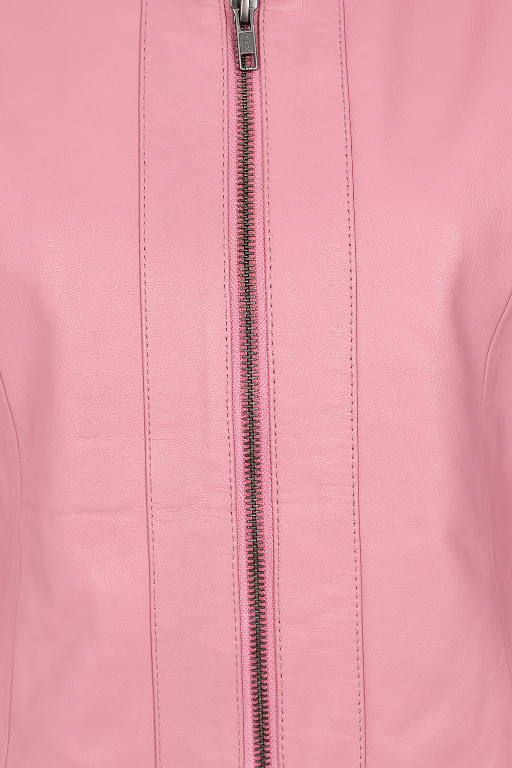 Women's Soft Pink Nappa Leather Jacket - Classic Fitted Design