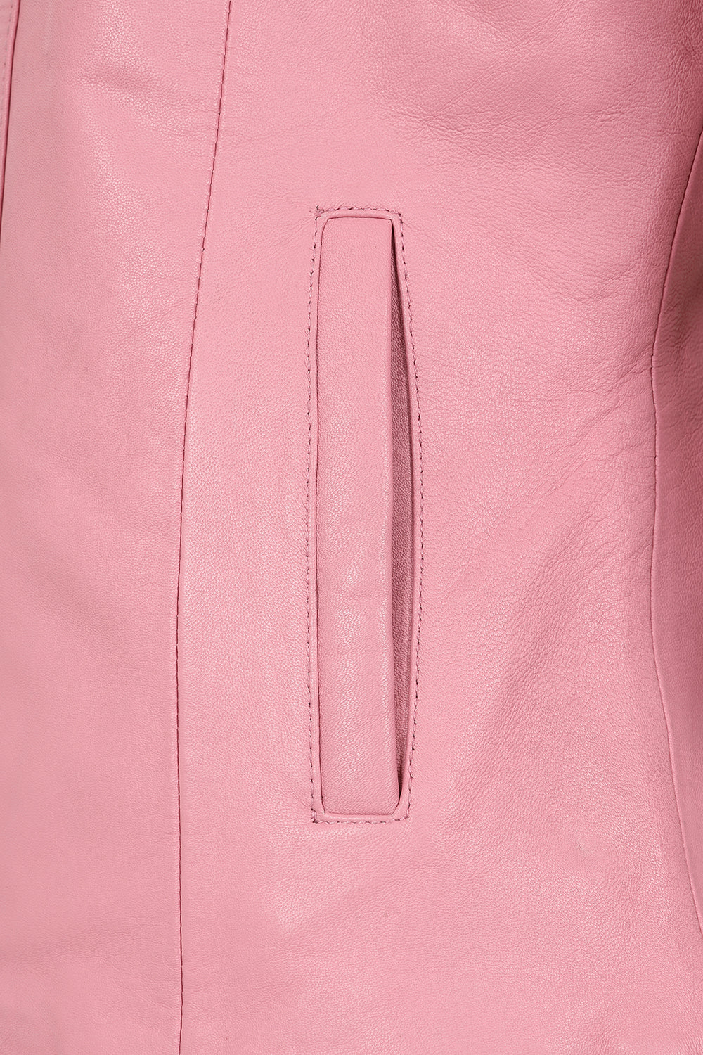 Women's Soft Pink Nappa Leather Jacket - Classic Fitted Design