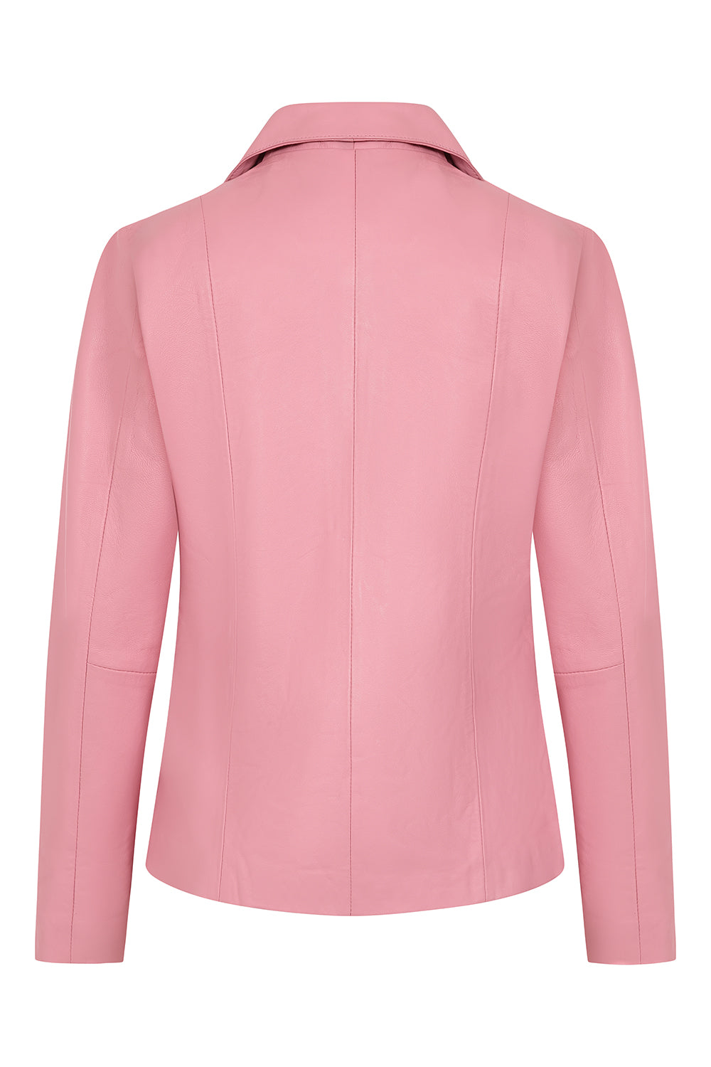 Women's Soft Pink Nappa Leather Jacket - Classic Fitted Design