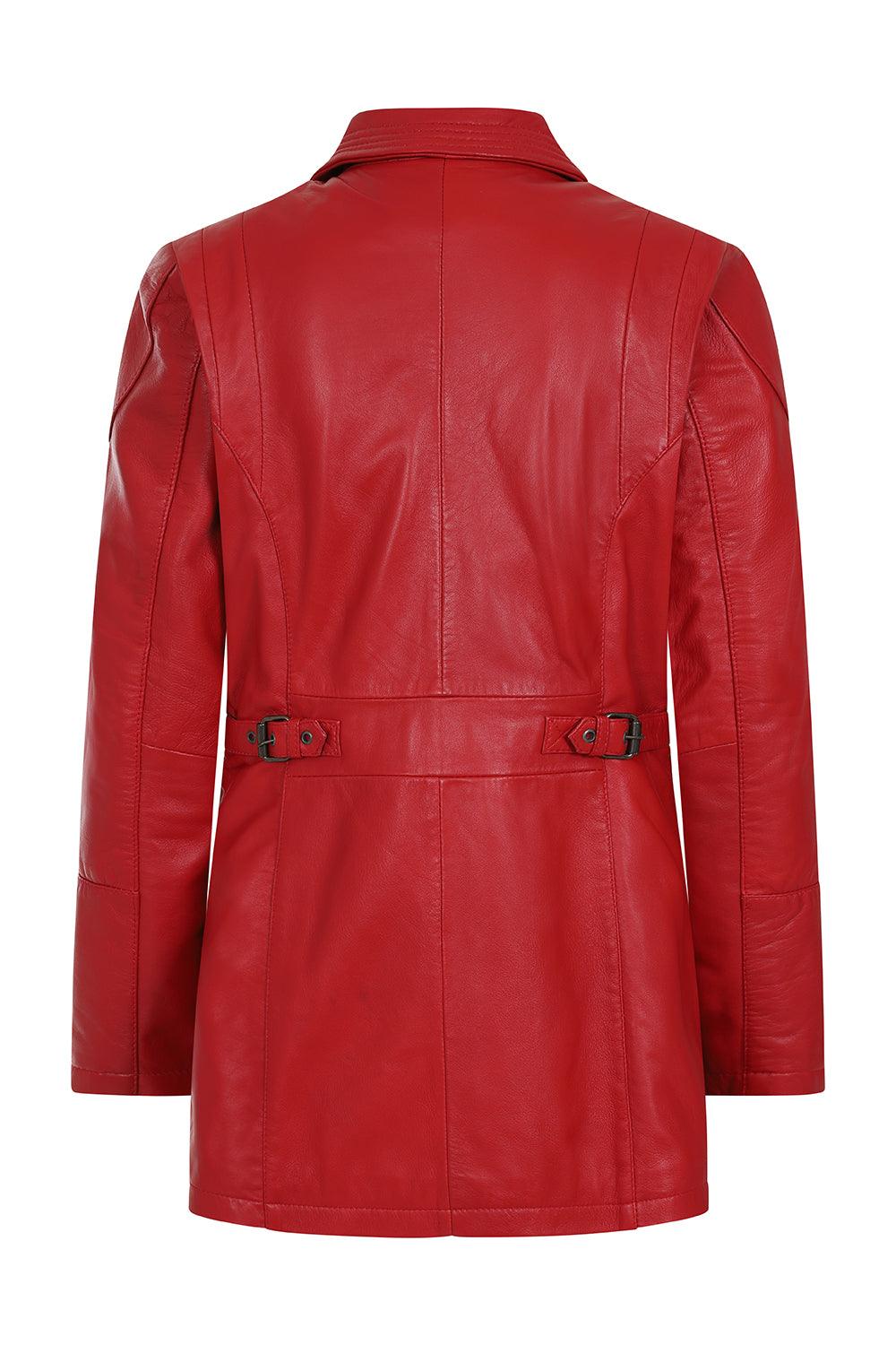ALEXA Red Leather Jacket - Hip Length Nappa Leather Women's