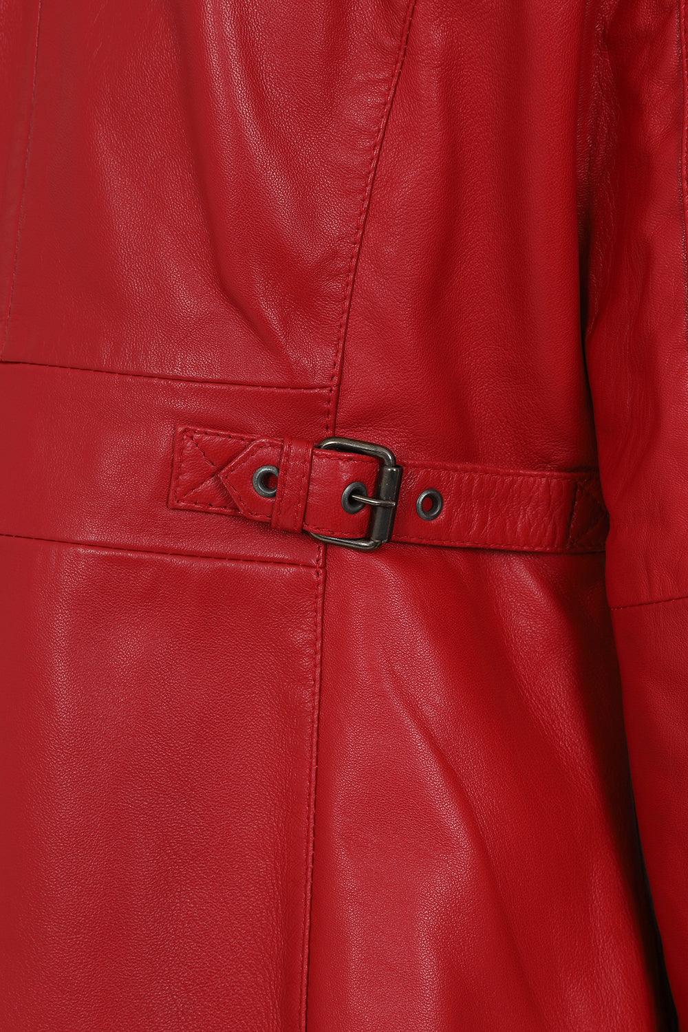 ALEXA Red Leather Jacket - Hip Length Nappa Leather Women's