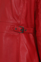 ALEXA Red Leather Jacket - Hip Length Nappa Leather Women's