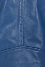 Women's Royal Blue Biker Style Real Leather Jacket - 'CELIA'