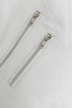 Women's White Biker Style Real Leather Jacket - 'CELIA'