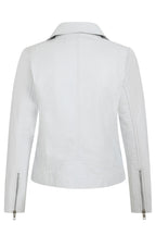 Women's White Biker Style Real Leather Jacket - 'CELIA'
