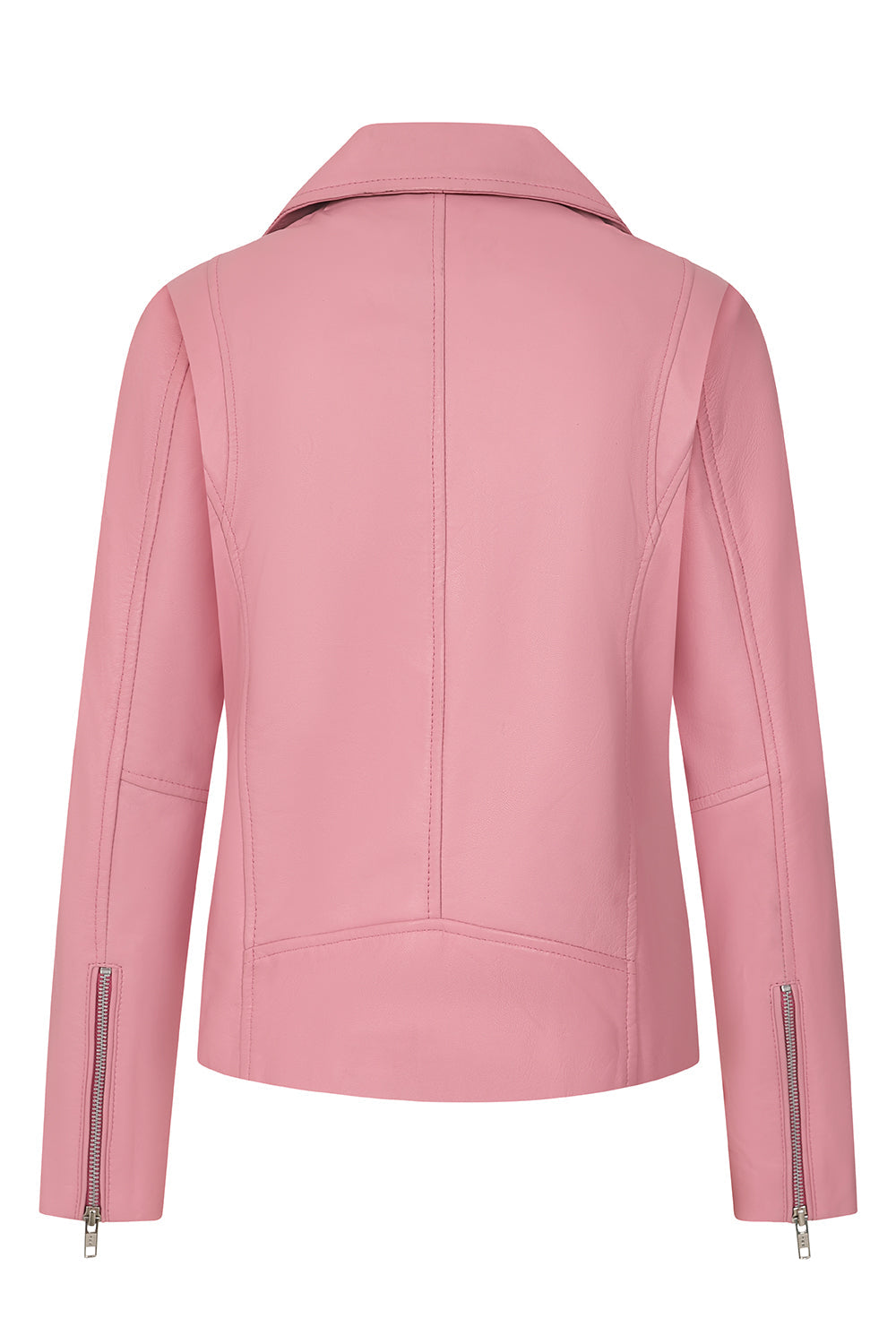 Women's Pink Biker Style Real Leather Jacket - CELIA