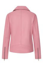 Women's Pink Biker Style Real Leather Jacket - CELIA