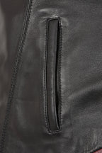 Millie Black Napa Leather Jacket - Burgundy Contrast Women's