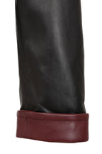 Millie Black Napa Leather Jacket - Burgundy Contrast Women's