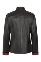 Millie Black Napa Leather Jacket - Burgundy Contrast Women's
