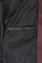 Millie Black Napa Leather Jacket - Burgundy Contrast Women's