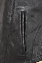 Millie Women's Black Napa Leather Jacket Cream Contrast Detail