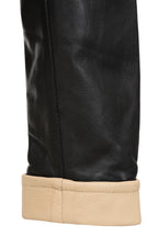 Millie Women's Black Napa Leather Jacket Cream Contrast Detail