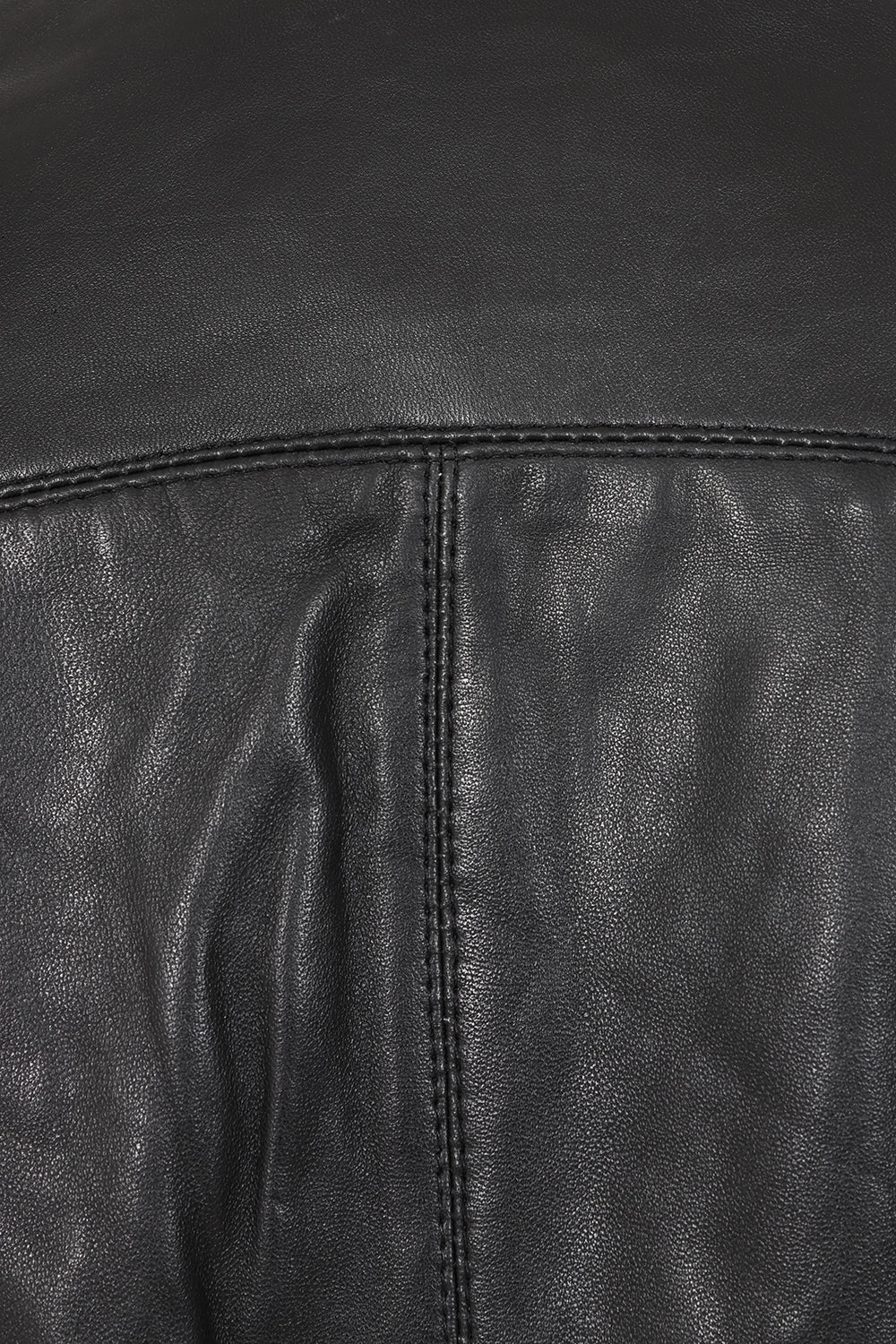 Millie Women's Black Napa Leather Jacket Cream Contrast Detail
