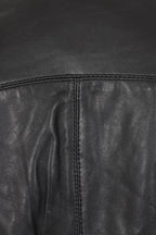 Millie Women's Black Napa Leather Jacket Cream Contrast Detail