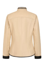 Millie Cream Napa Leather Jacket - Black Contrast Detail Women's