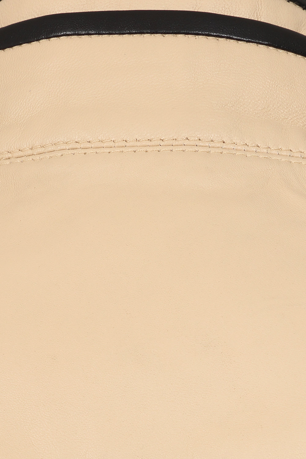Millie Cream Napa Leather Jacket - Black Contrast Detail Women's