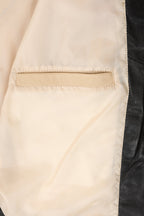 Millie Cream Napa Leather Jacket - Black Contrast Detail Women's