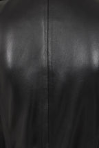Women's Premium Black Napa Leather Belted Coat - Knee Length