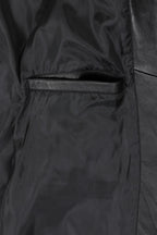 Women's Premium Black Napa Leather Belted Coat - Knee Length