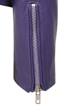 Women's Purple Biker Style Real Leather Jacket - CELIA