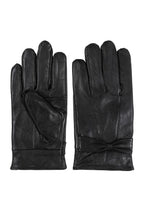Women's Soft Nappa Leather Gloves with Bow - Black