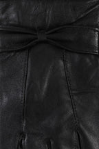 Women's Soft Nappa Leather Gloves with Bow - Black