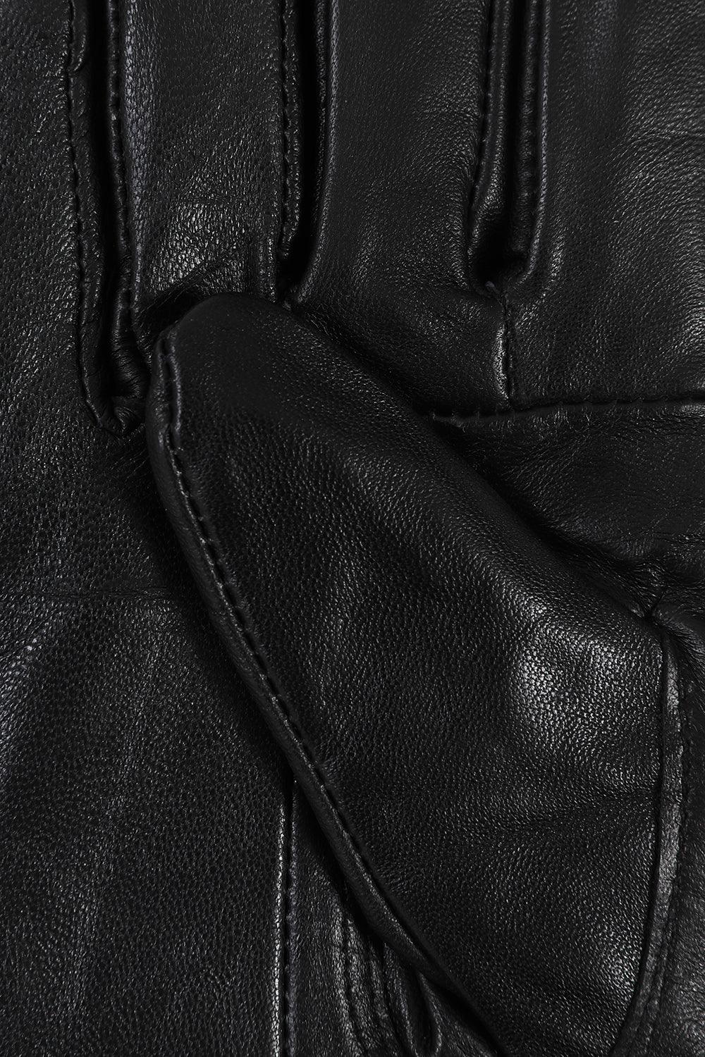 Women's Soft Nappa Leather Gloves with Bow - Black