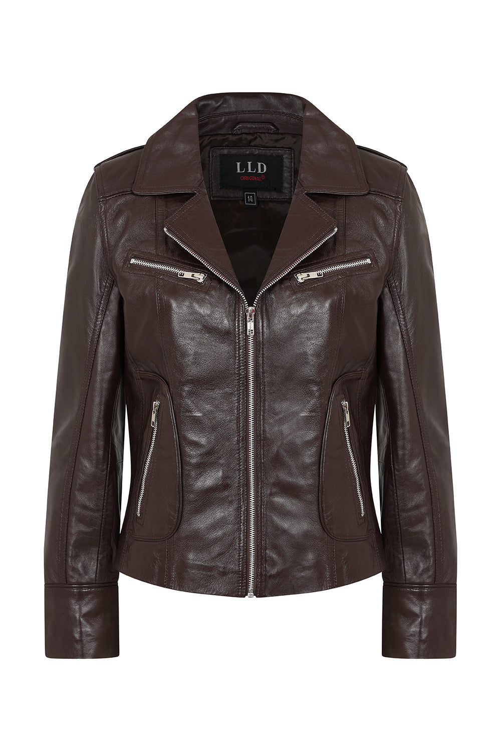 Katherine Soft Nappa Leather Biker Jacket Brown - Women's