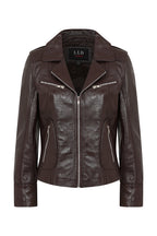 Katherine Soft Nappa Leather Biker Jacket Brown - Women's