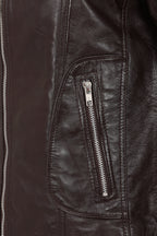 Katherine Soft Nappa Leather Biker Jacket Brown - Women's