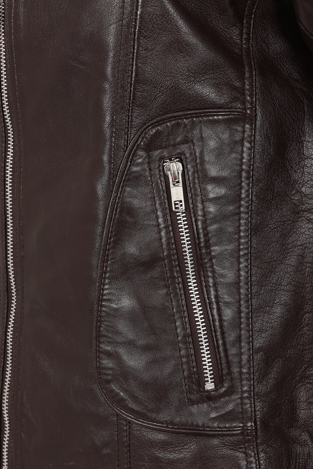 Katherine Soft Nappa Leather Biker Jacket Brown - Women's