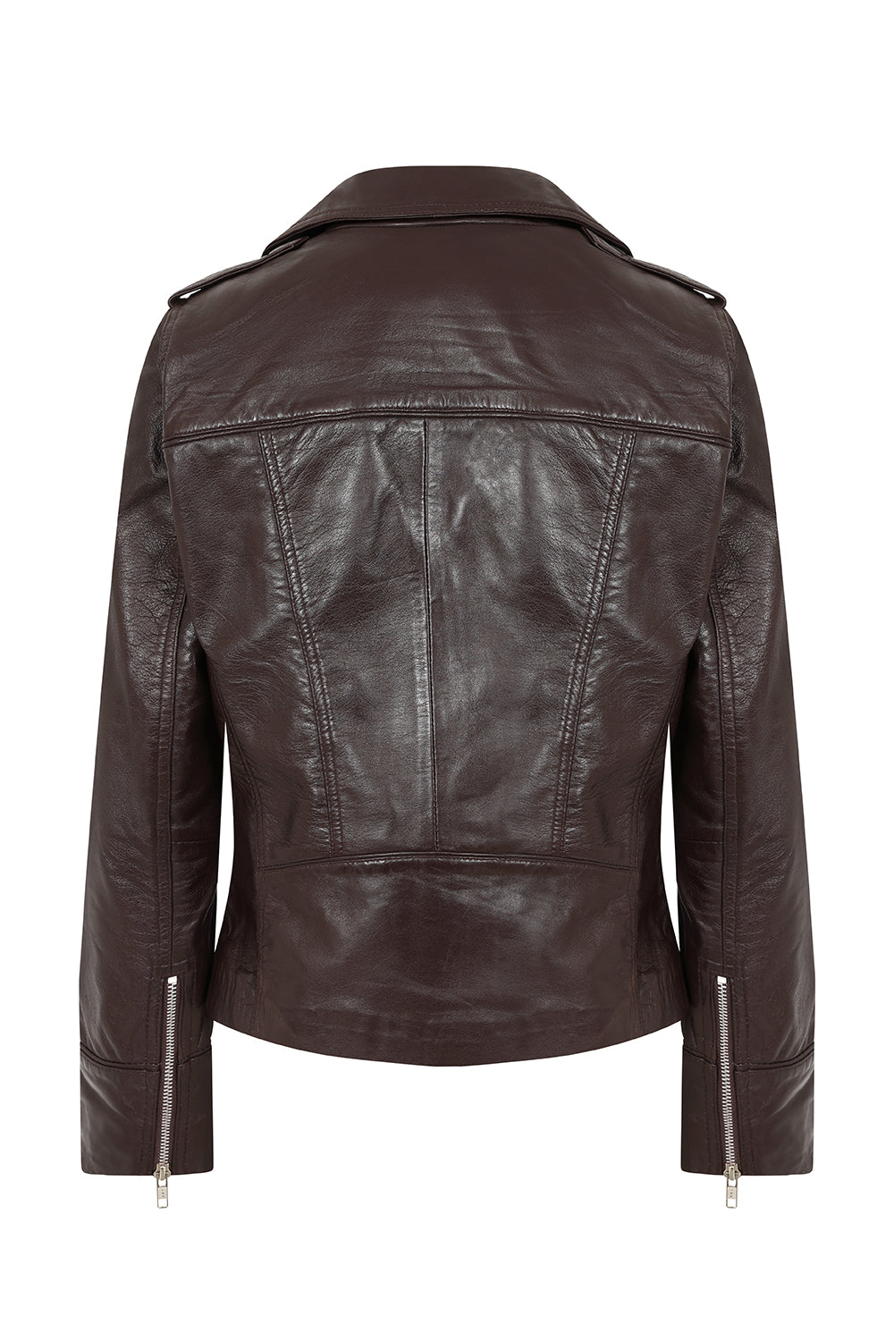 Katherine Soft Nappa Leather Biker Jacket Brown - Women's