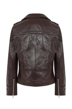 Katherine Soft Nappa Leather Biker Jacket Brown - Women's