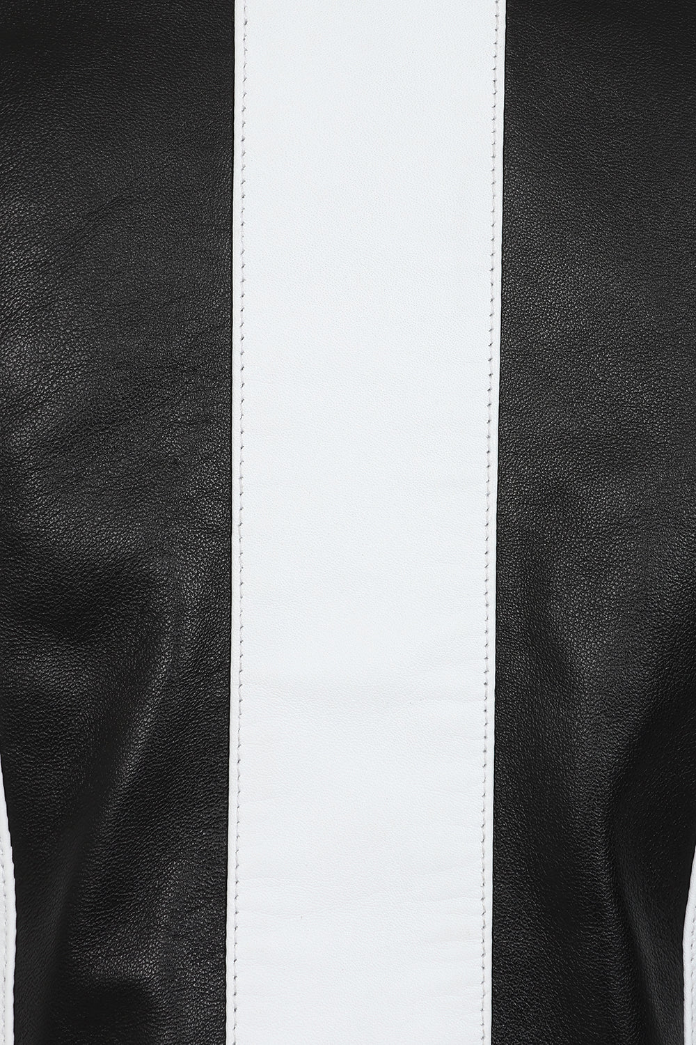 Women's Napa Leather Biker Jacket Black White - Belinda