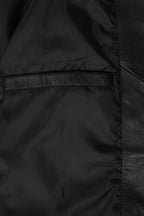 Women's Napa Leather Biker Jacket Black White - Belinda