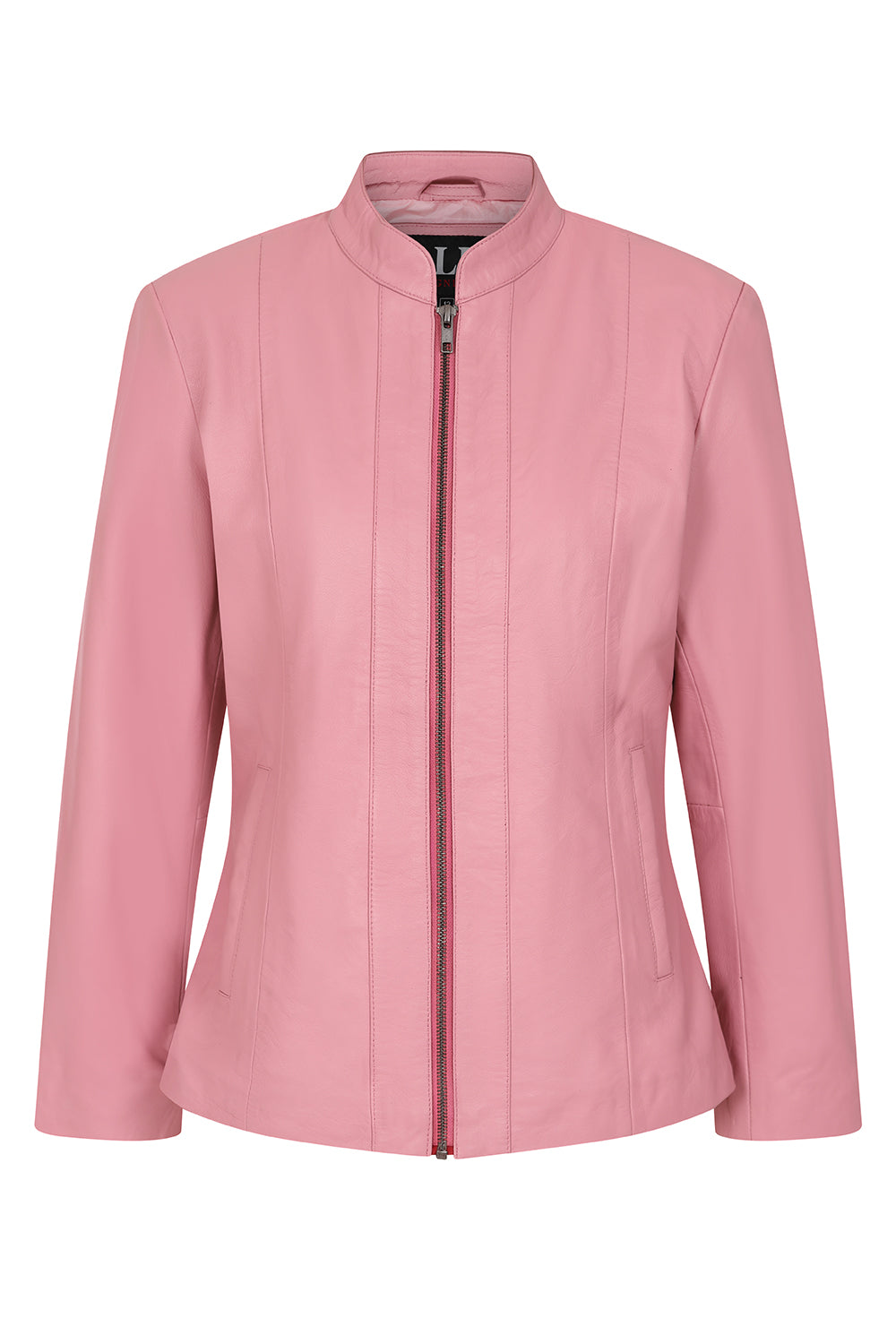 Women's Pink Nappa Leather Jacket Classic Fitted - LIZZY