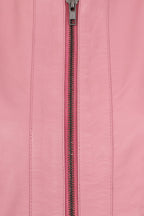 Women's Pink Nappa Leather Jacket Classic Fitted - LIZZY