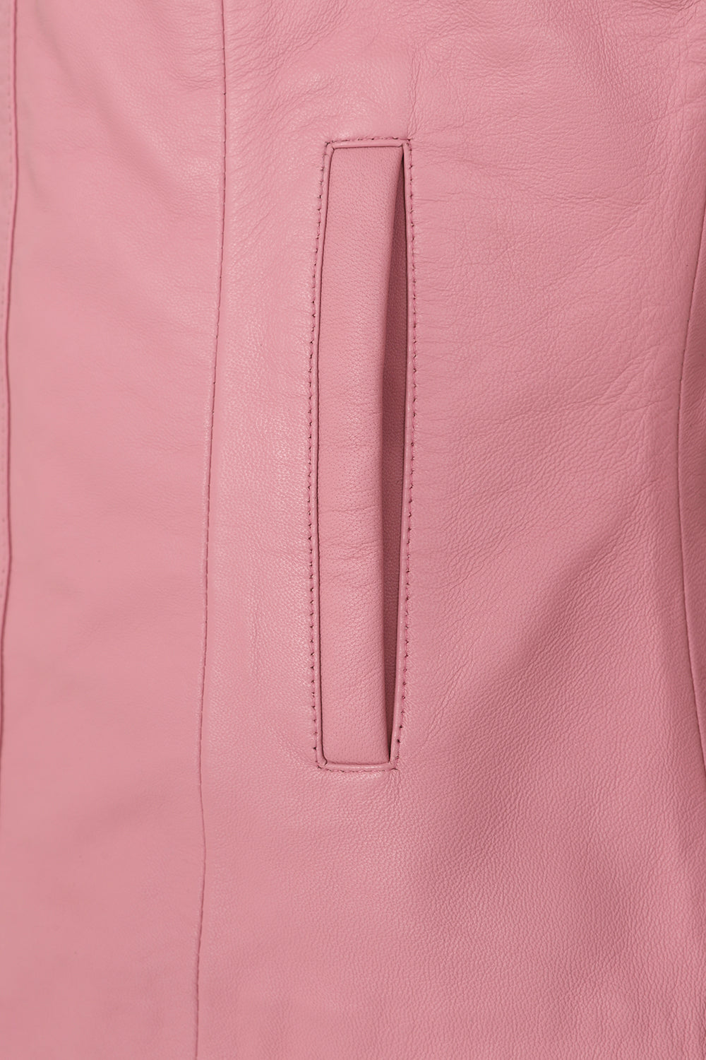 Women's Pink Nappa Leather Jacket Classic Fitted - LIZZY