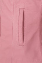 Women's Pink Nappa Leather Jacket Classic Fitted - LIZZY