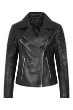 ROSIE Women's Black Luxury Nappa Leather Biker Jacket