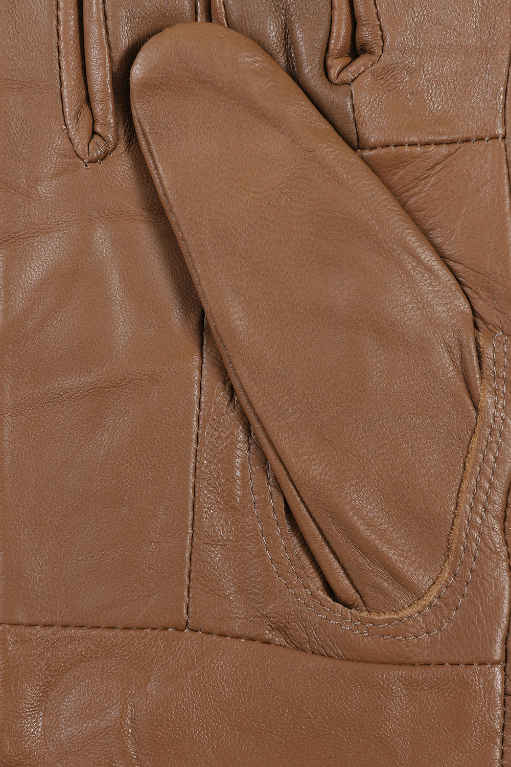 Women's Tan Genuine Leather Gloves with Bow