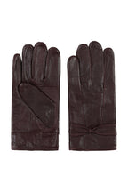 Women's Soft Nappa Leather Gloves with Bow - Brown